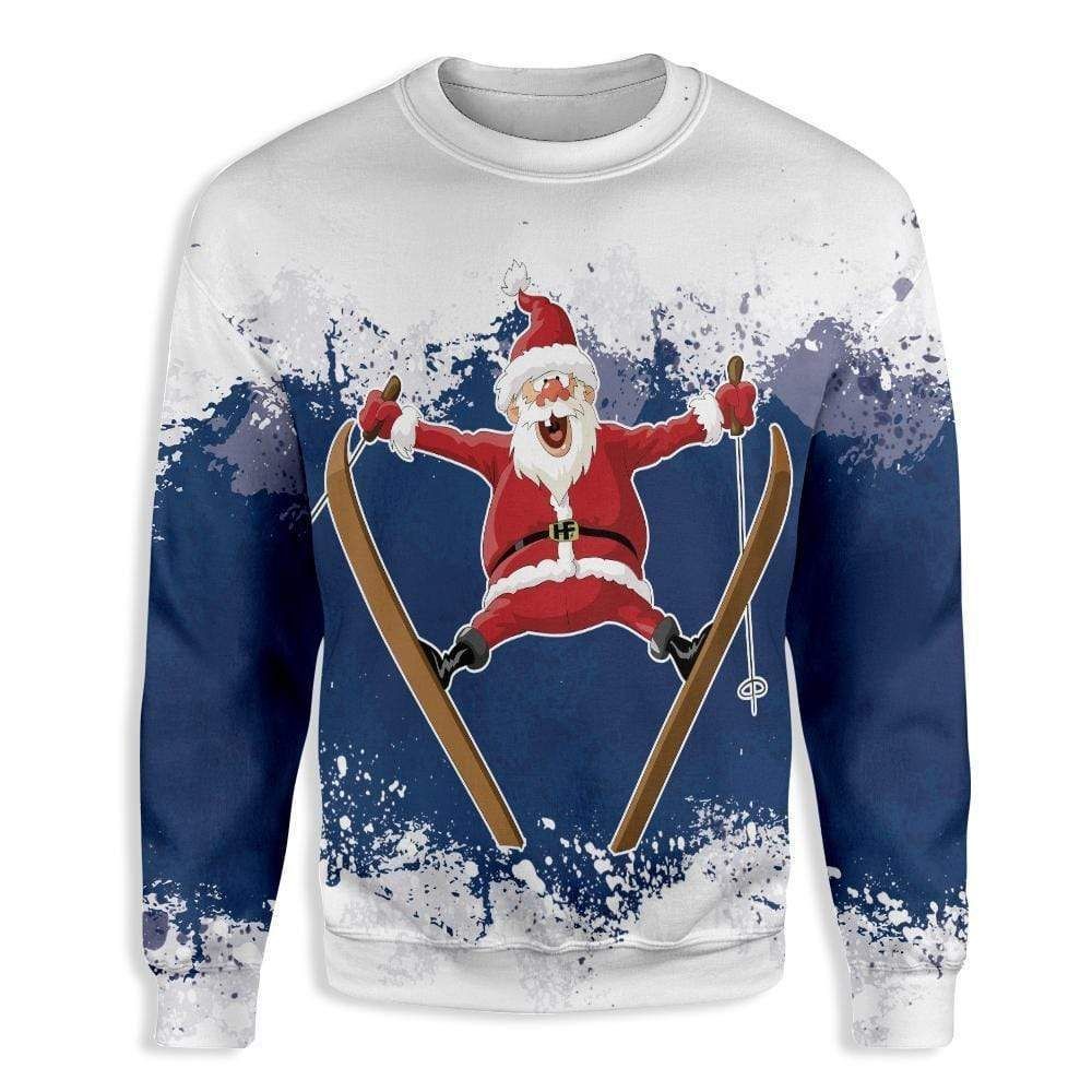 Santa skiing funny 3D Christmas Sweater - Holiday Gift product image