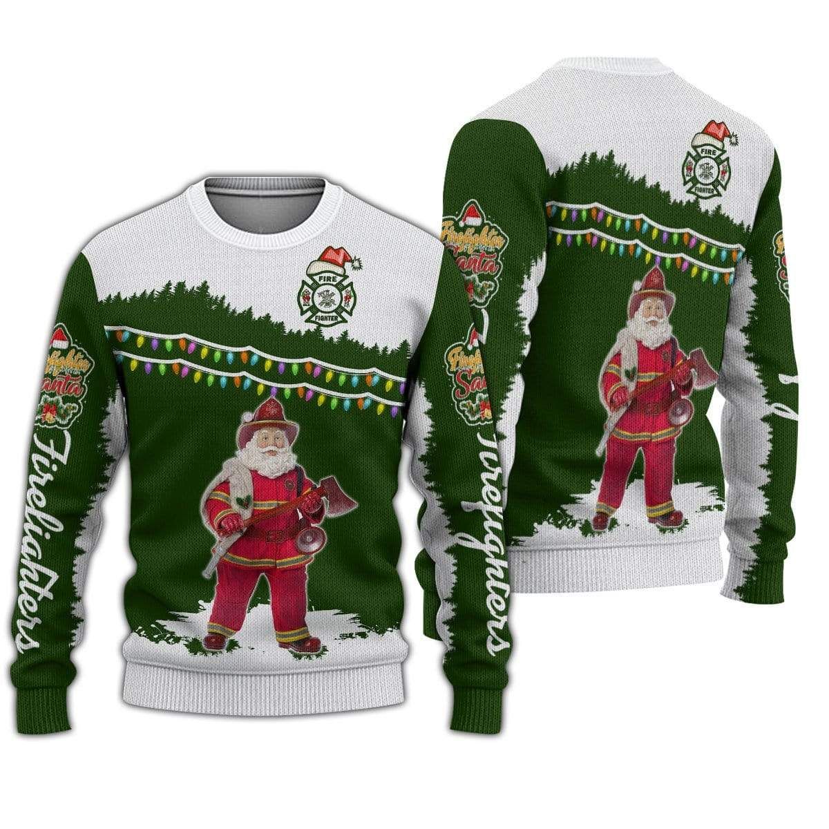 Santa firefighter 3D Ugly Christmas Sweater - Holiday Gift product image