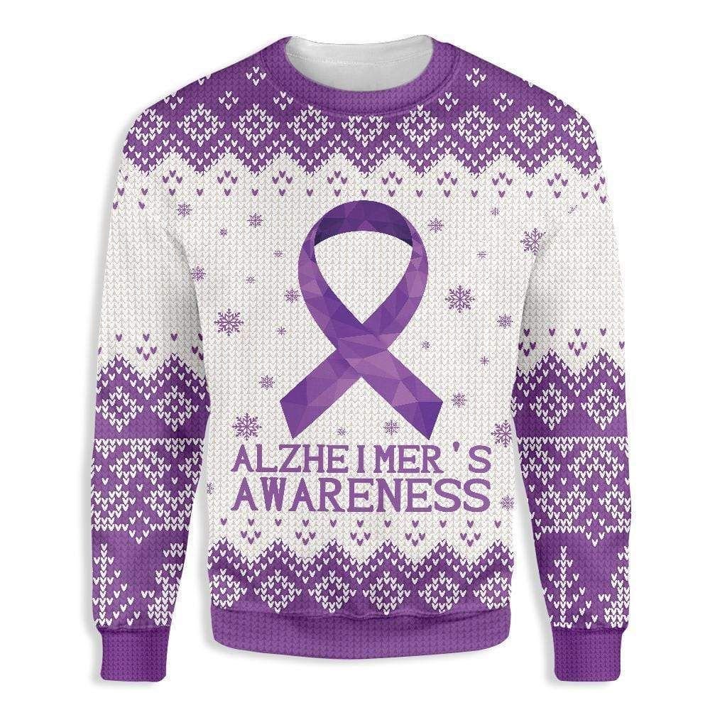 Purple Ribbon Alzheimer Awareness 3D Sweater - Gift Idea product image