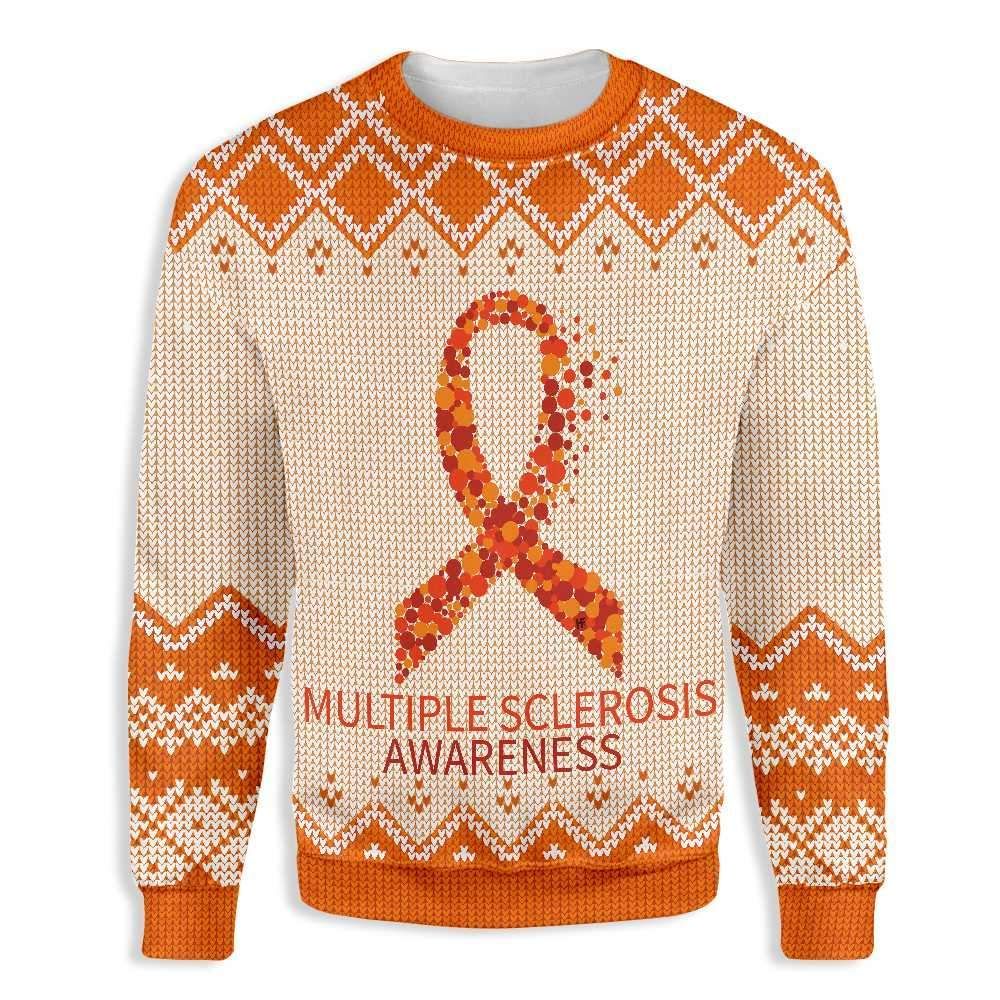 Orange Ribbon Multiple Sclerosis Awareness #L 3D Sweater - Gift Idea product image