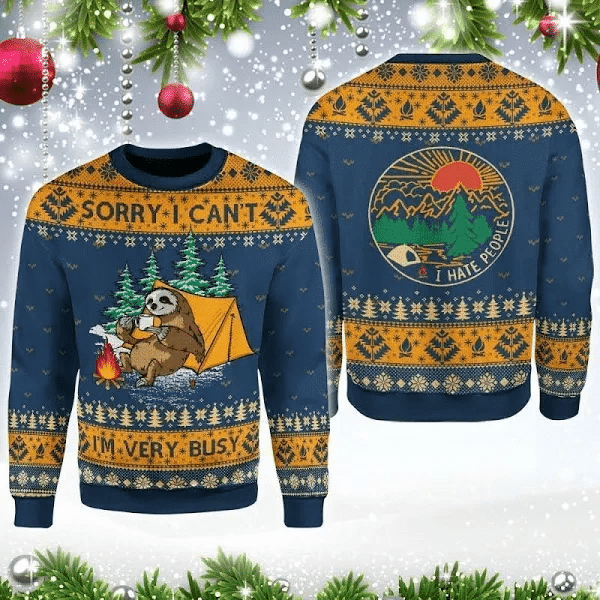 Sorry I can’t Lazy Sloth Navy Blue 3D Sweater - Gift Idea product image