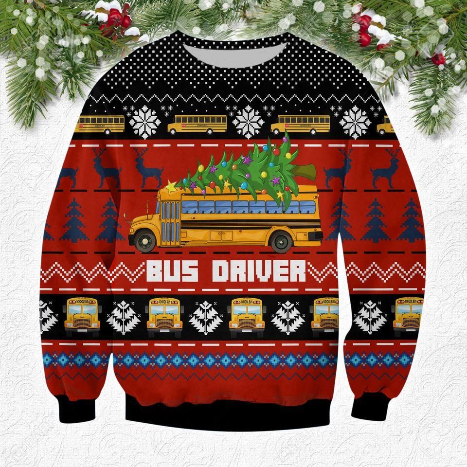 Red bus driver 3D Christmas Sweater - Holiday Gift product image