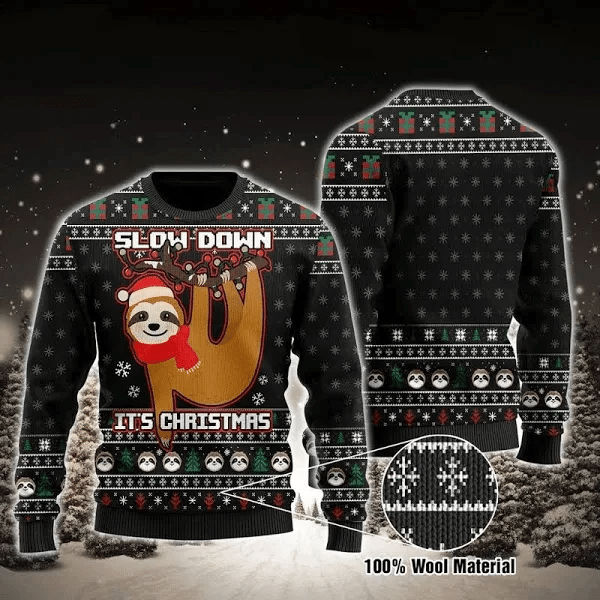 Sloth slow down it’s 3D Christmas Sweater - Holiday Gift product image