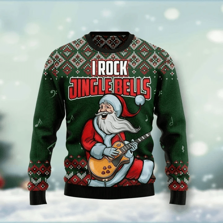 Santa i rock jingle bell 3D Christmas Sweater - Holiday Gift product image
