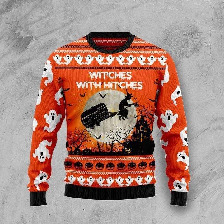 Witches With Hitches Halloween Orange 3D #Lk 3D Sweater - Gift Idea product image