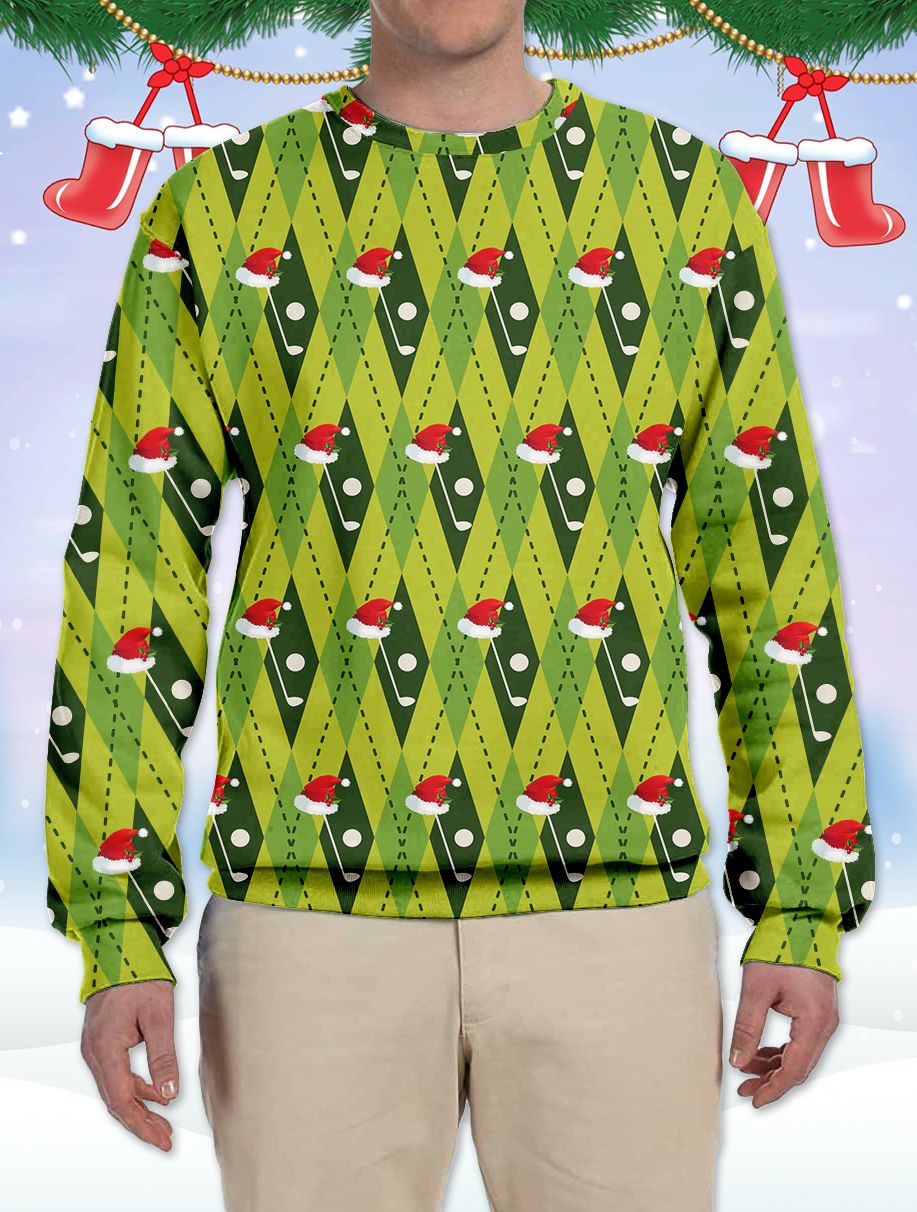 Merry christmas golfer santa pattern 3D Christmas Sweater - Holiday Gift product image