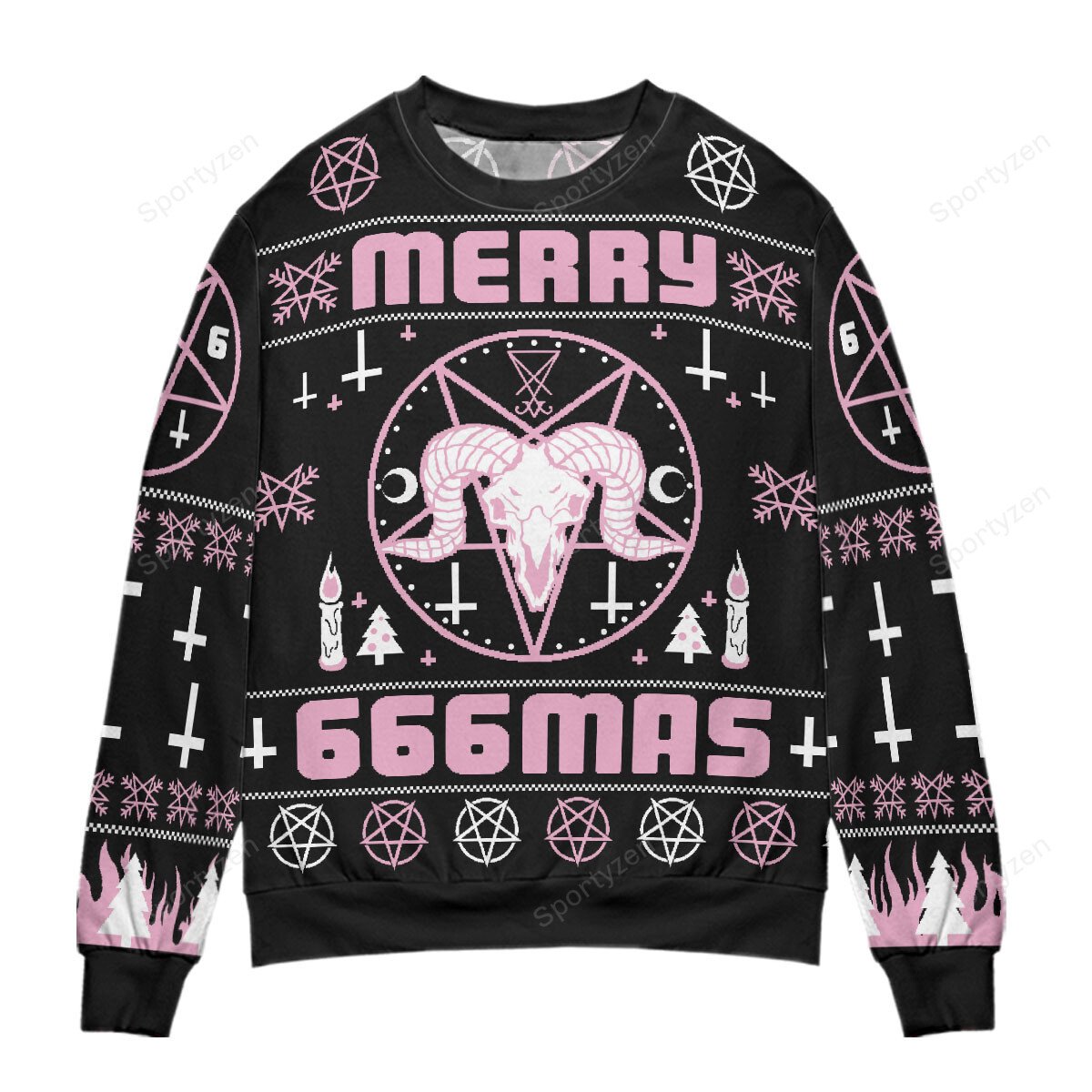 Women’s pink Merry 666mas 3D Christmas Sweater - Holiday Gift product image