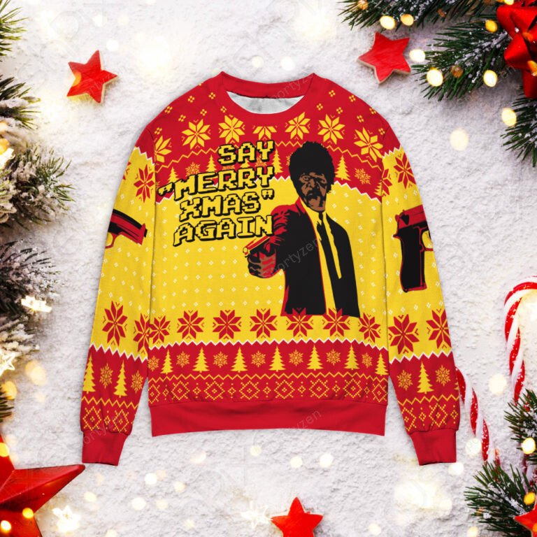 Pulp fiction say merry Xmas again 3D Christmas Sweater - Holiday Gift product image