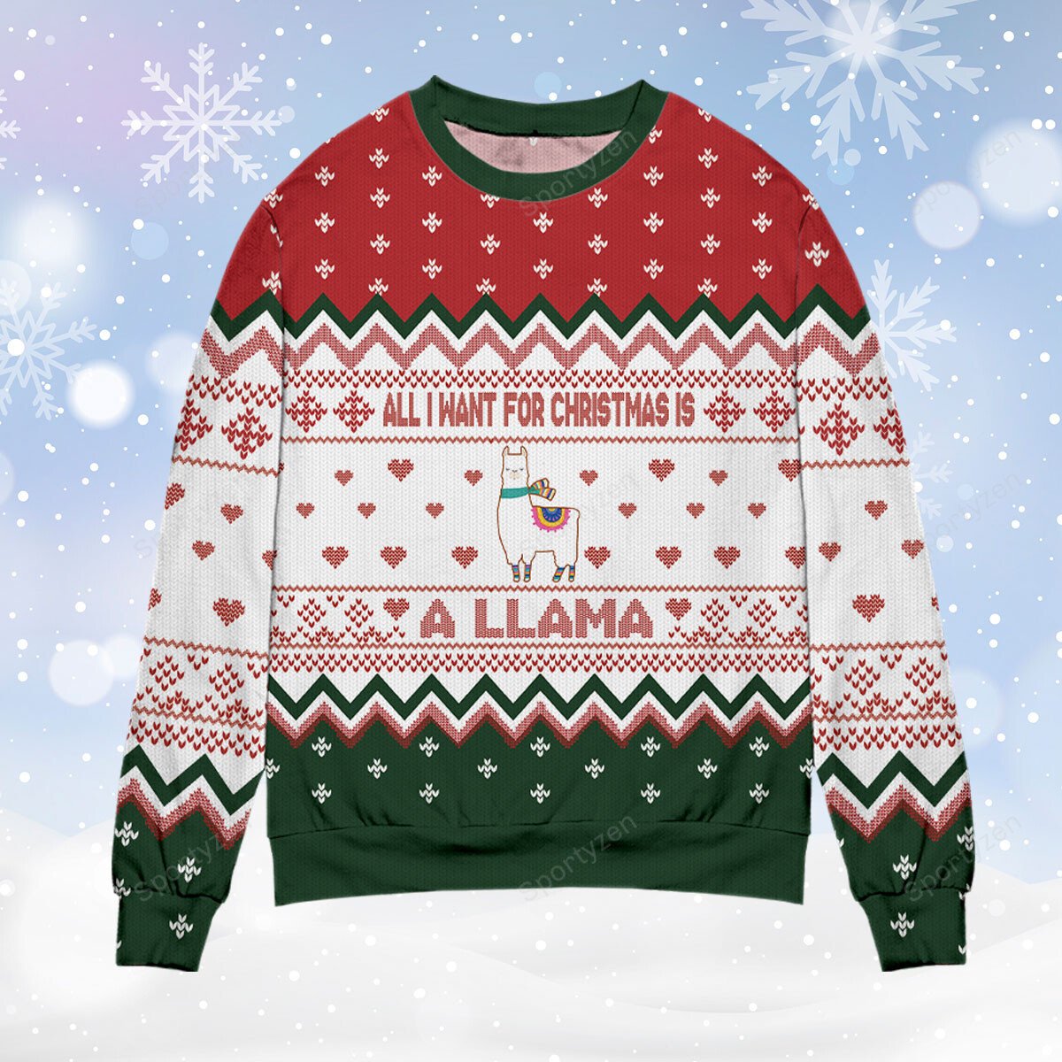 All I want for Christmas is a Llama 3D Christmas Sweater - Holiday Gift product image