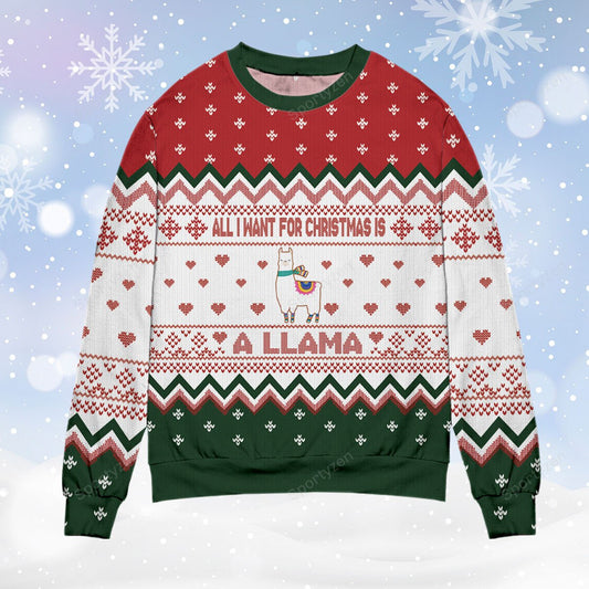 All I want for Christmas is a Llama 3D Christmas Sweater - Holiday Gift product image