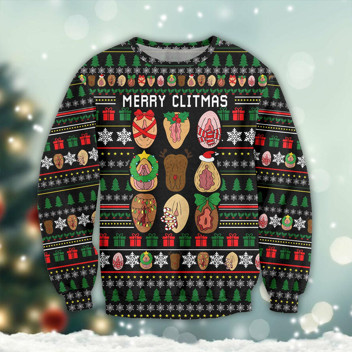 Black cat pine tree star 3D Christmas Sweater - Holiday Gift product image 3