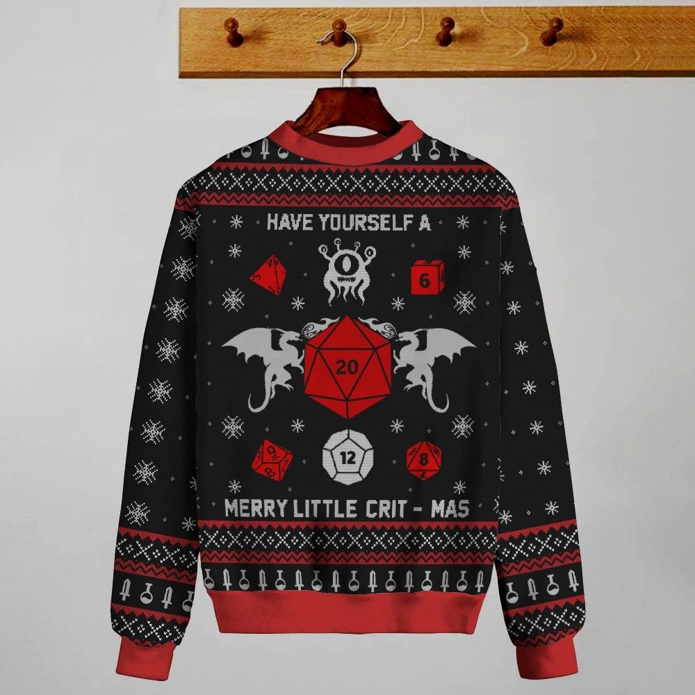 Have yourself a merry little crit mas dungeons and dragons 3D Christmas Sweater - Holiday Gift product image
