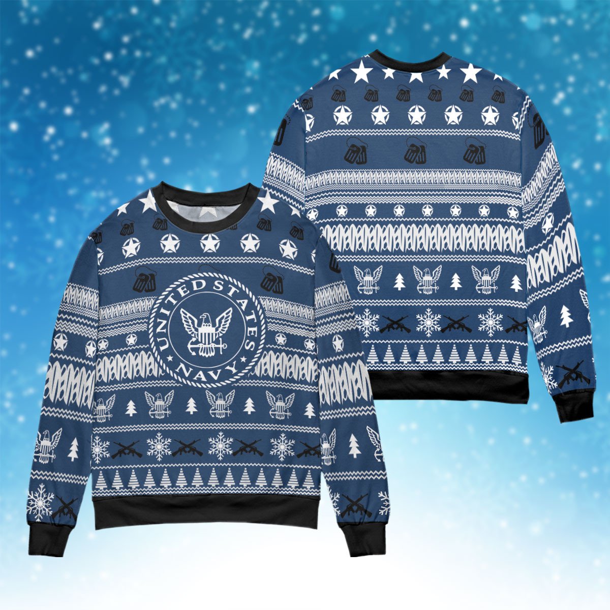 U.S Navy Blue #201221H 3D Ugly Christmas Sweater - Gift Idea product image