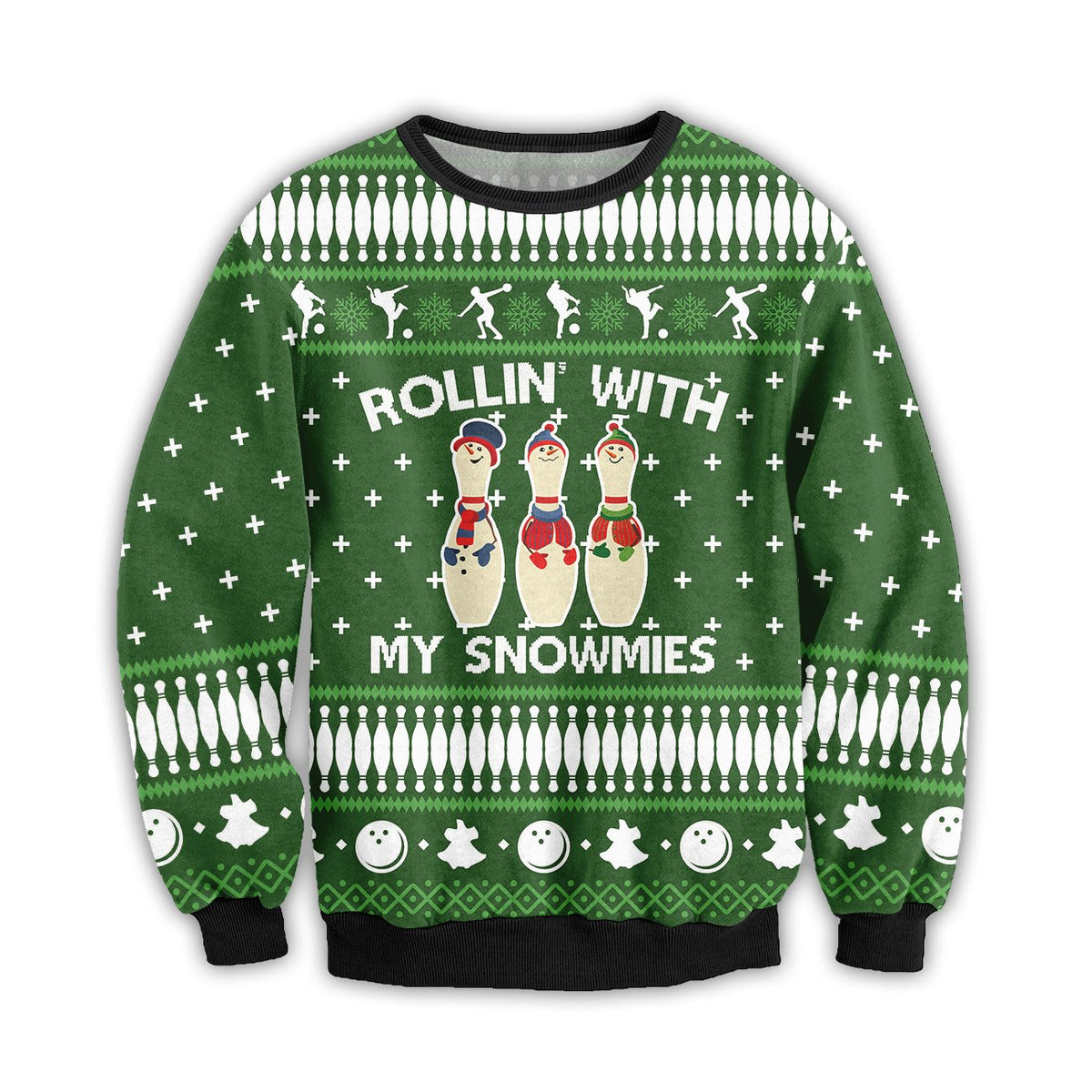 Bowling rollin with my snowmies 3D Christmas Sweater - Holiday Gift product image