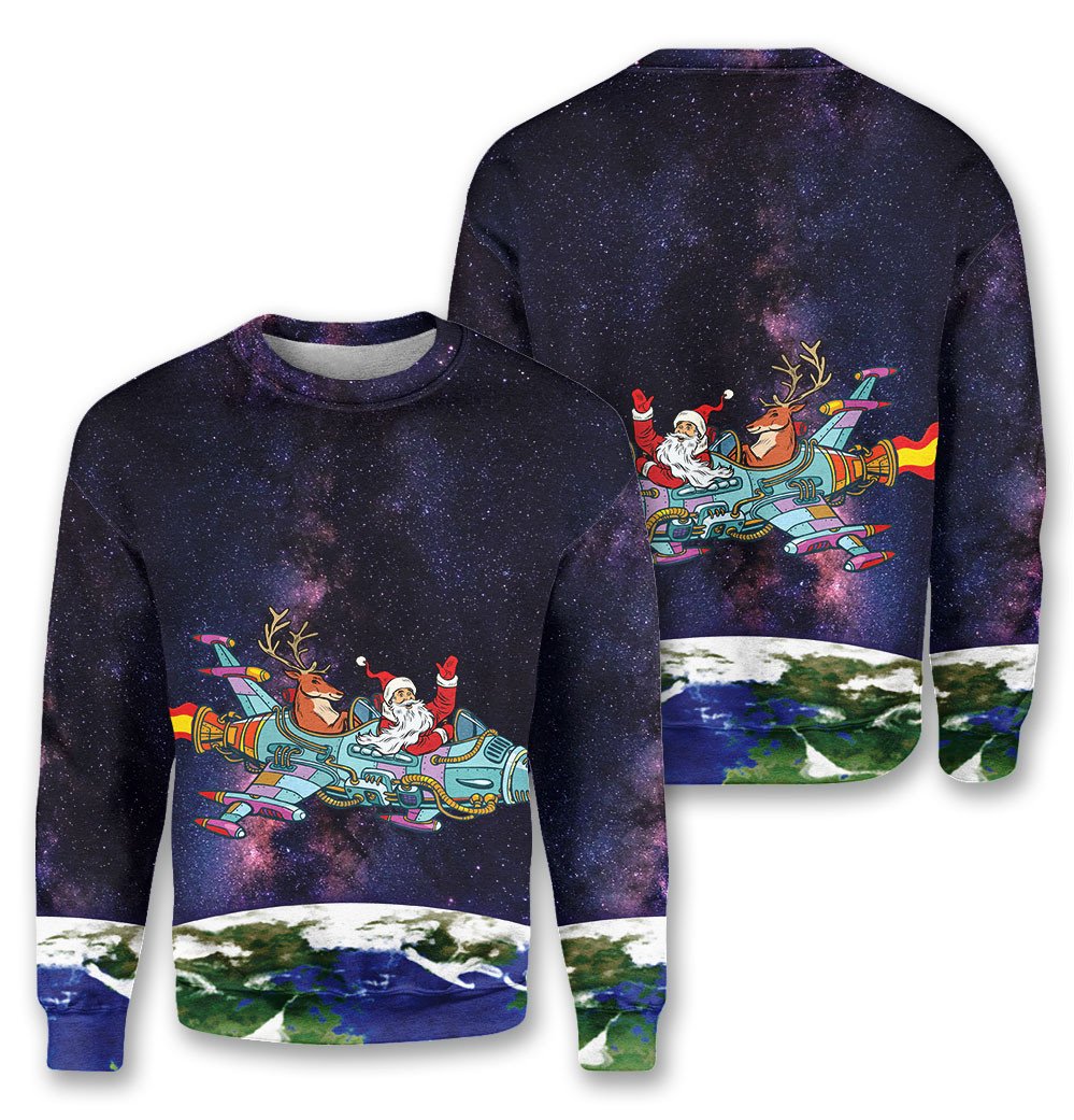 Santa in the space 3D Christmas Sweater - Holiday Gift product image 2