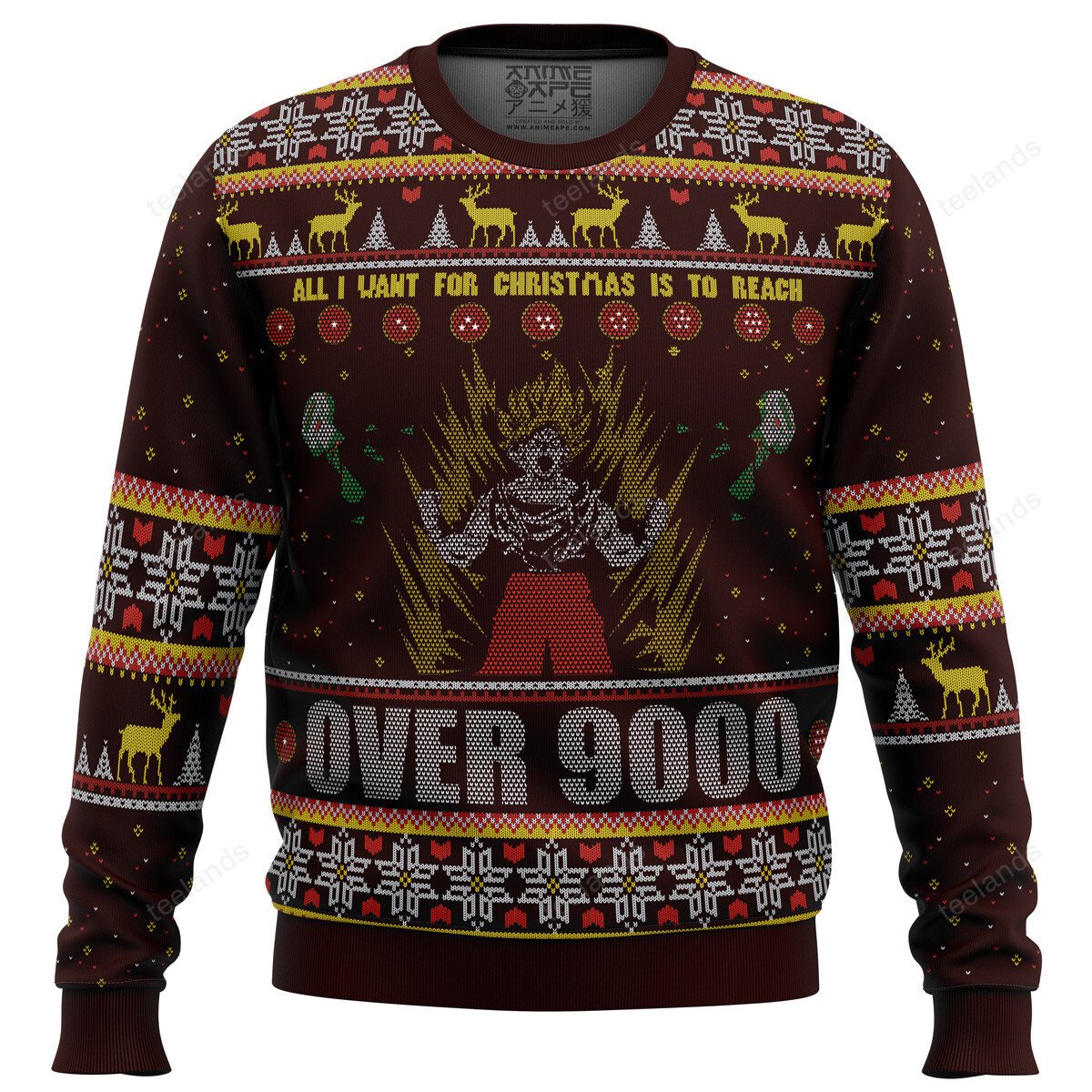 Goku all i want for Christmas is to reach over 9000 3D Christmas Sweater - Holiday Gift product image