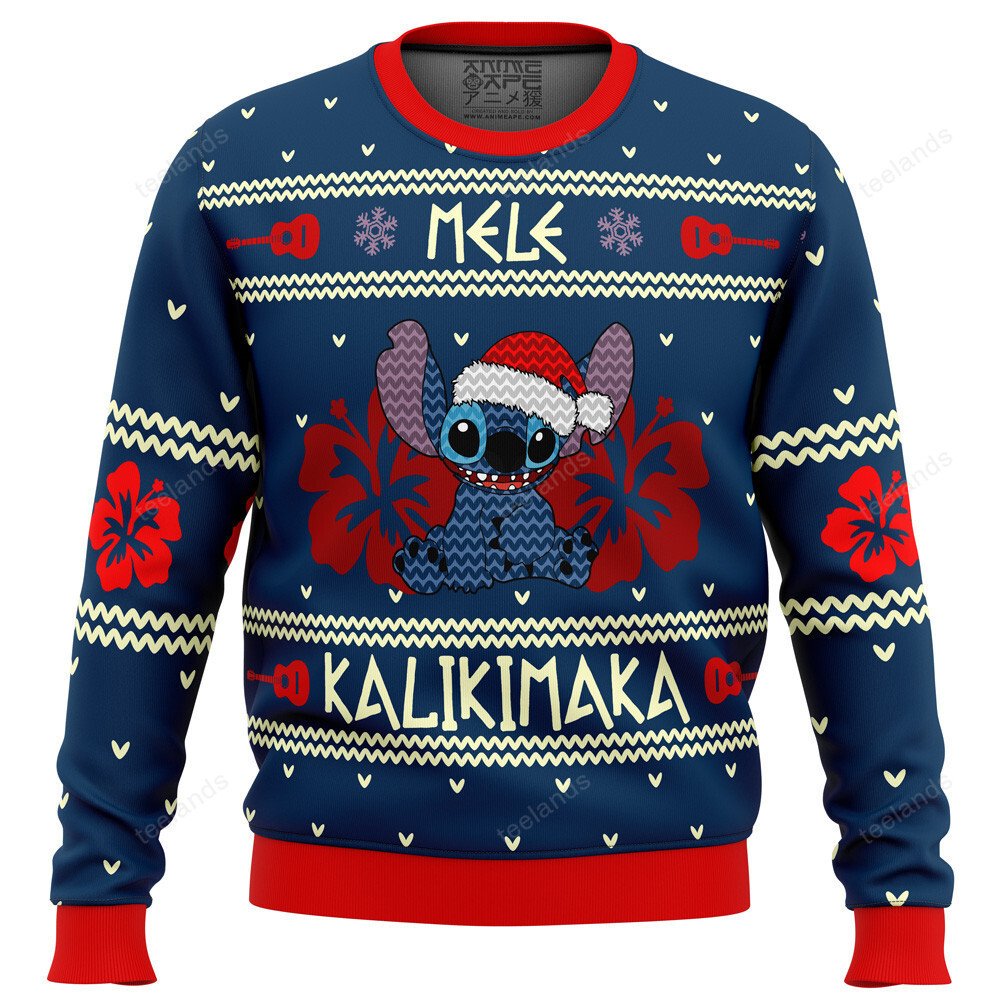 Stitch Mele kalikimaka 3D Christmas Sweater - Holiday Gift product image