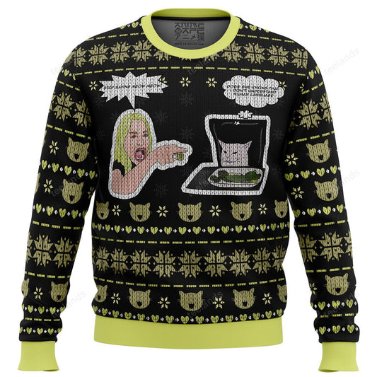 Woman yelling at cat meme 3D Christmas Sweater - Holiday Gift product image