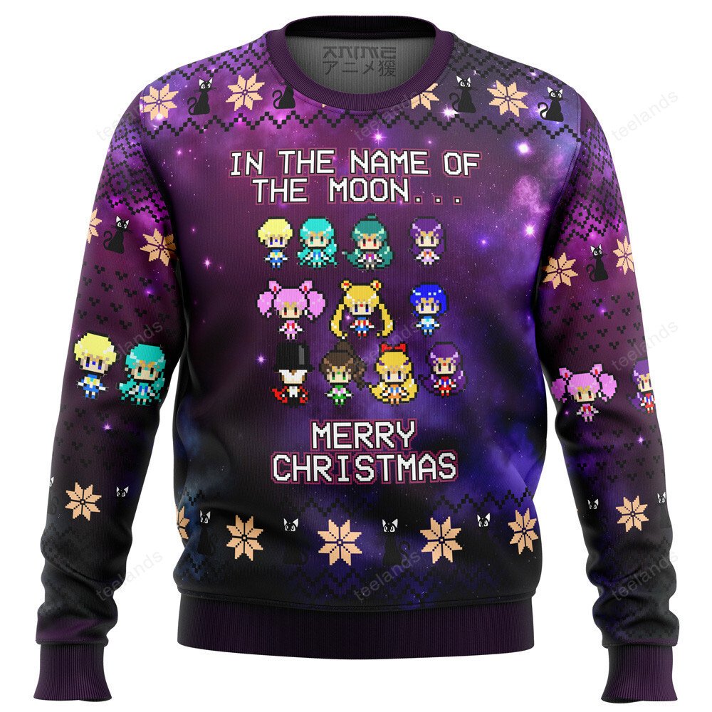 Sailor Moon in the name of the moon merry 3D Christmas Sweater - Holiday Gift product image
