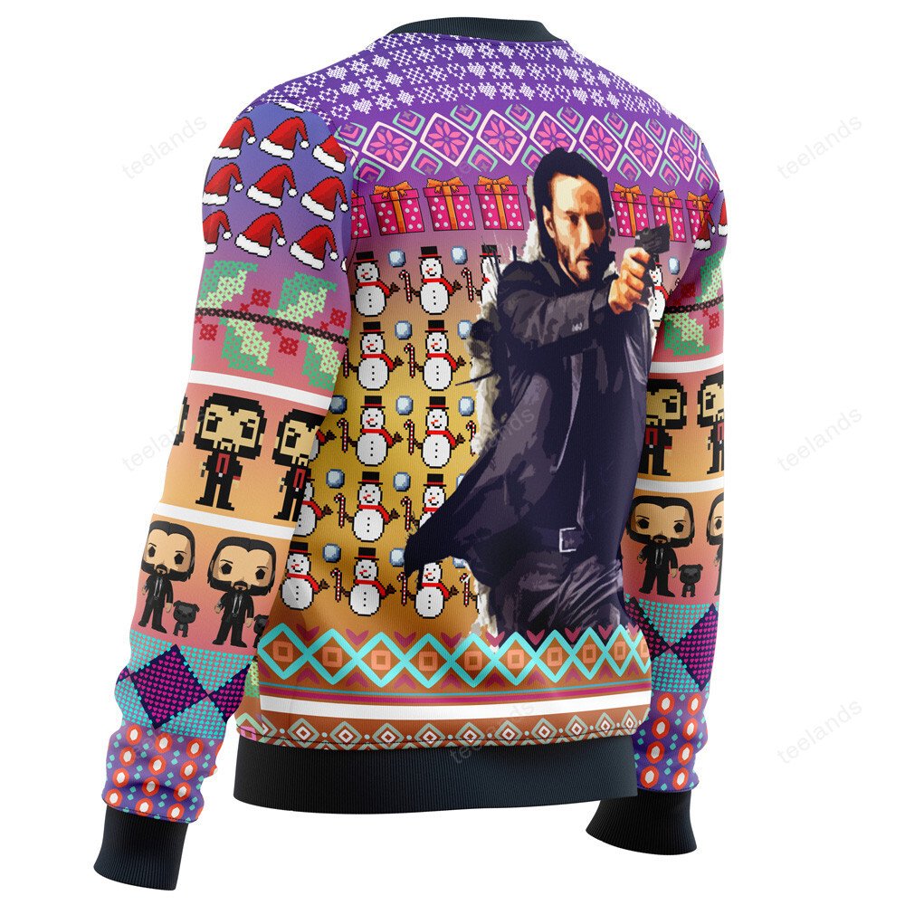 John Wick you wanted me back i’m back 3D Christmas Sweater - Holiday Gift product image 3