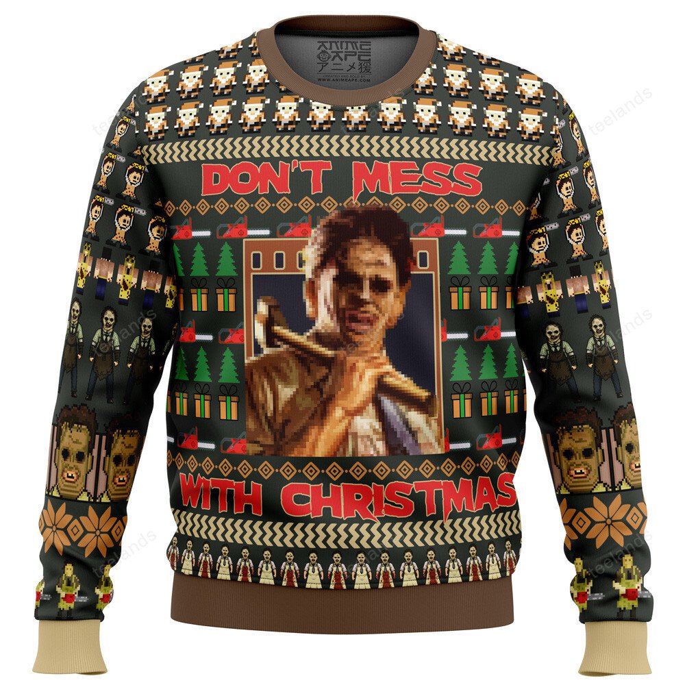 Jason Voorhees slashing 3D Ugly Christmas Sweater - Holiday Gift product image 5
