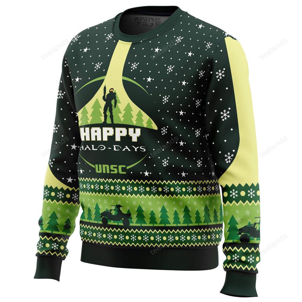 Happy halo days uncs 3D Christmas Sweater - Holiday Gift product image 2