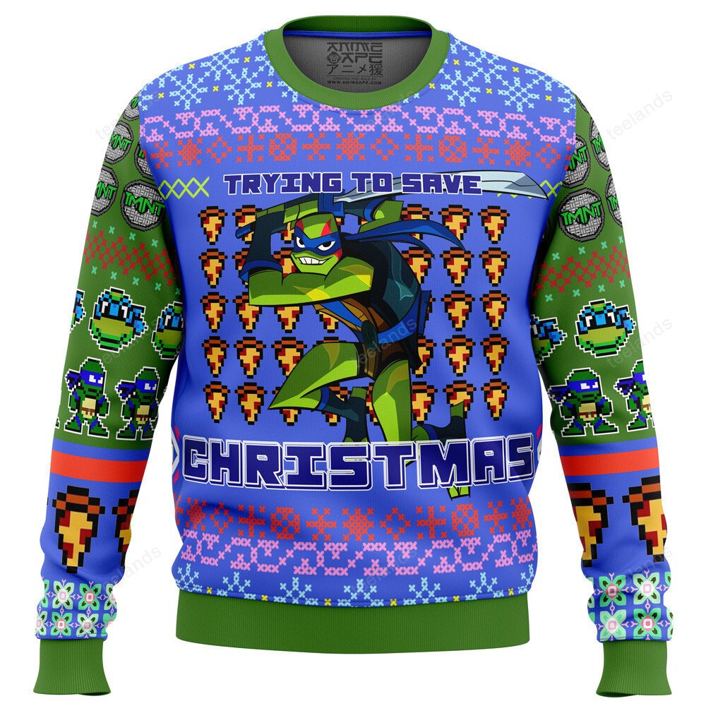 Ninja Turtles trying to save 3D Ugly Christmas Sweater - Holiday Gift product image