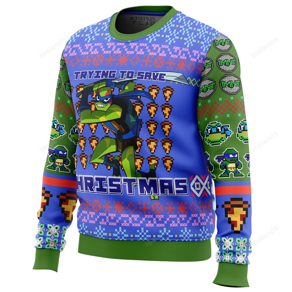 Ninja Turtles trying to save 3D Ugly Christmas Sweater - Holiday Gift product image 2