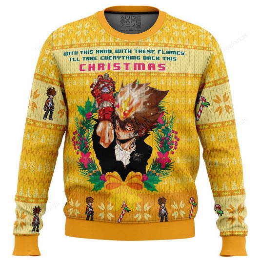 With this hand with these flames i’ll take everything 3D Christmas Sweater - Holiday Gift product image