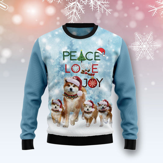 Akita peace love joy 3D Christmas Sweater - Holiday Gift product image