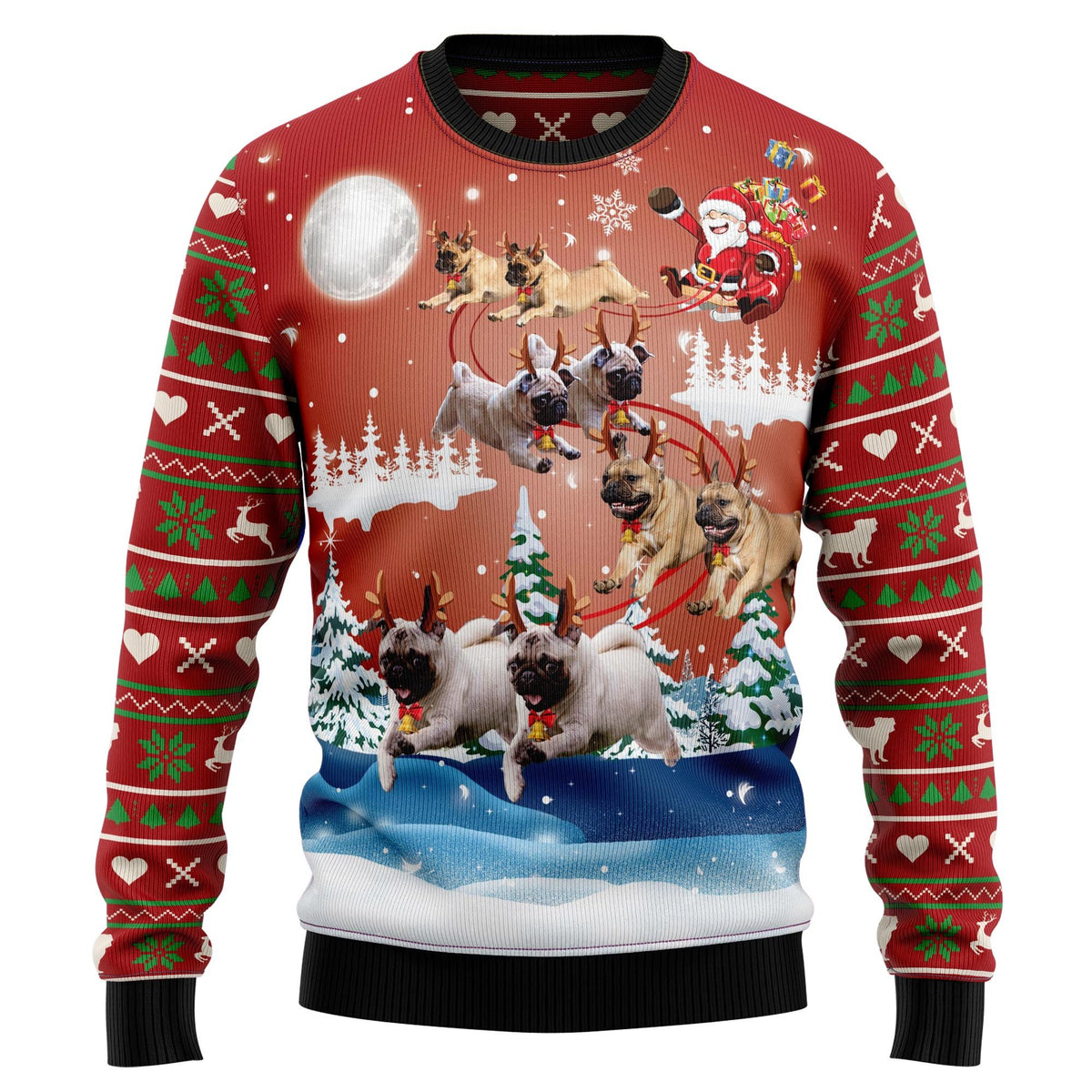 Pug reindeer 3D Christmas Sweater - Holiday Gift product image