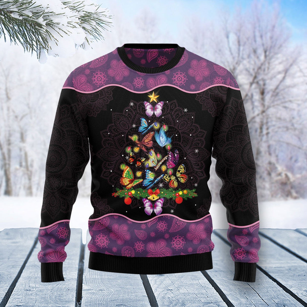Butterfly trust what you are doing 3D Christmas Sweater - Holiday Gift product image 5
