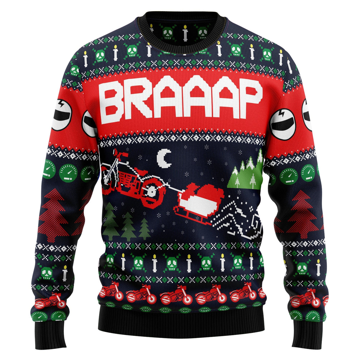 Motorbike Braaap 3D Christmas Sweater - Holiday Gift product image