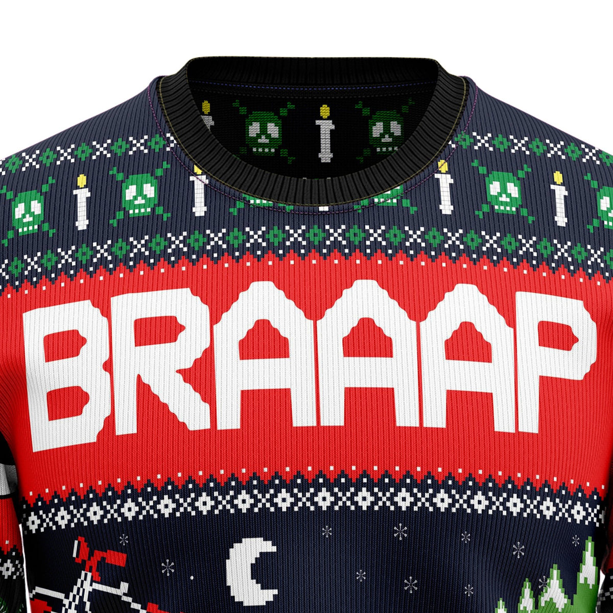 Motorbike Braaap 3D Christmas Sweater - Holiday Gift product image 2