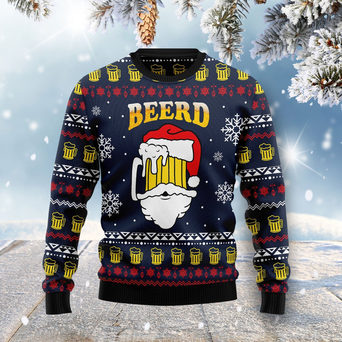 Santa beerd 3D Christmas Sweater - Holiday Gift product image