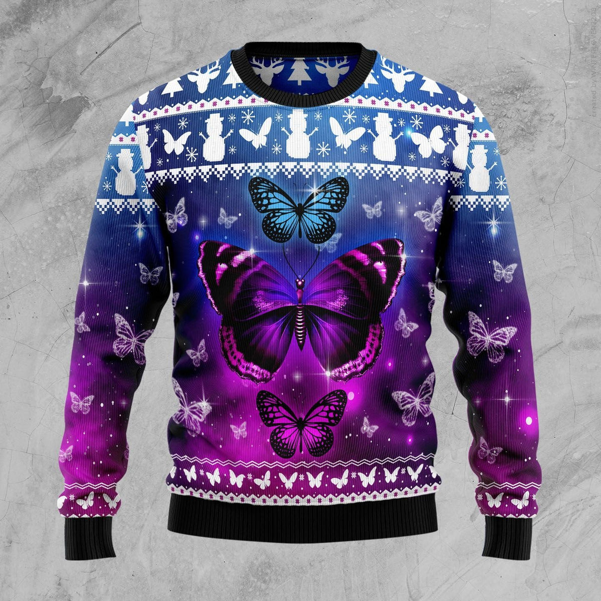 Purple butterfly 3D Christmas Sweater - Holiday Gift product image