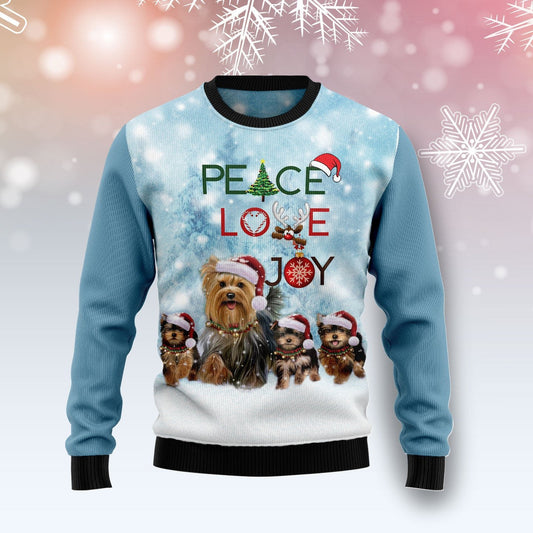 Yorkshire peace love Joy 3D Christmas Sweater - Holiday Gift product image