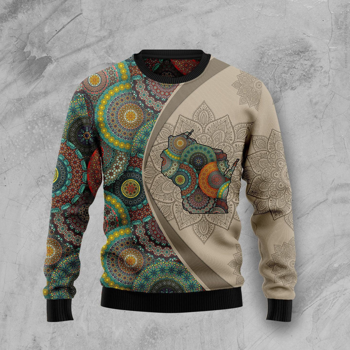 Wisconsin Mandala 3D Christmas Sweater - Holiday Gift product image