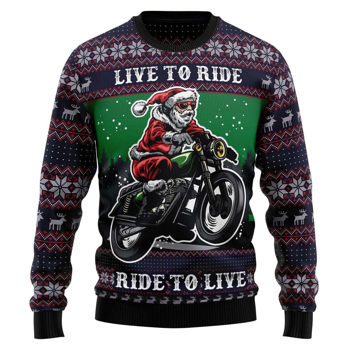 Santa live to ride 3D Christmas Sweater - Holiday Gift product image