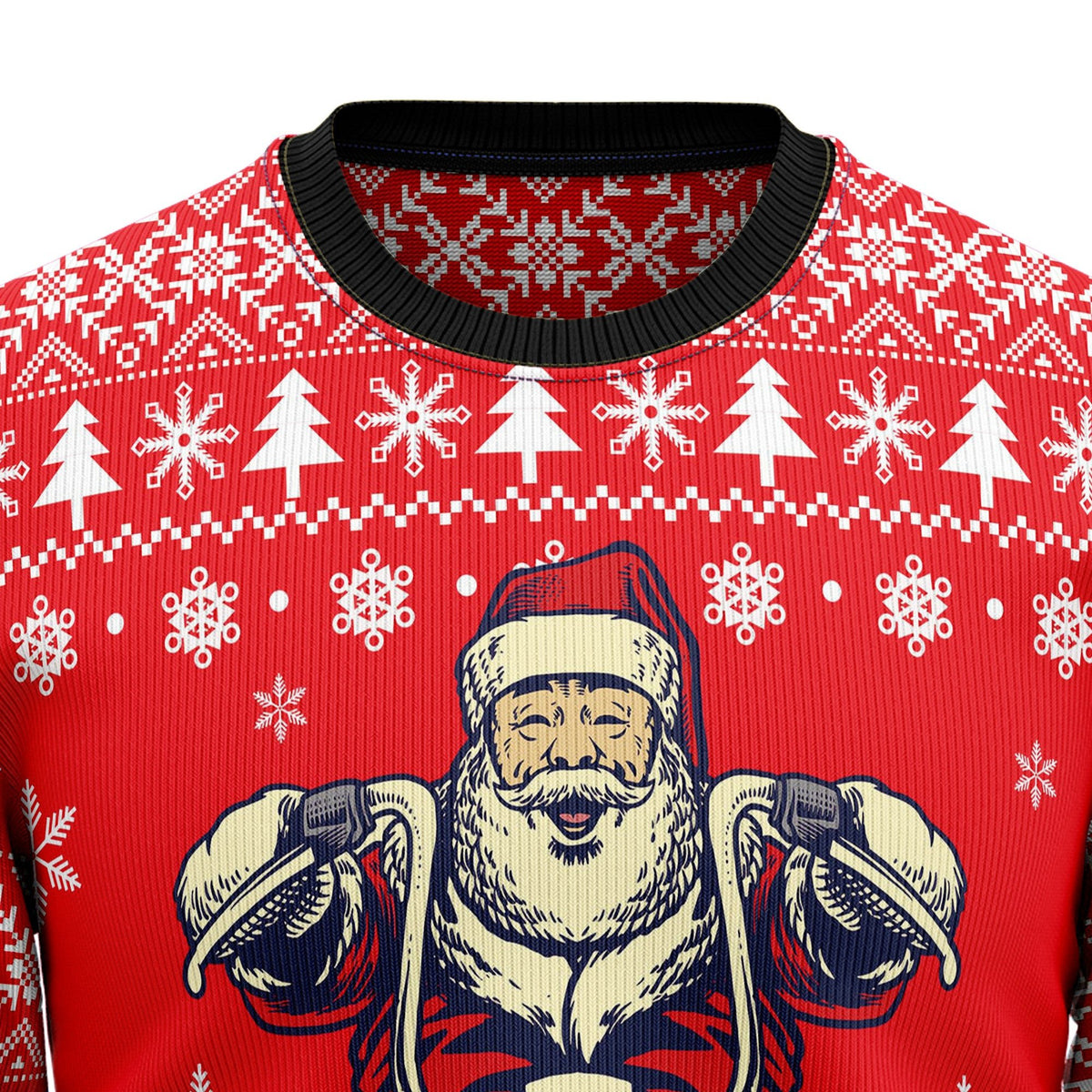 Santa Claus ride a motorcycle 3D Christmas Sweater - Holiday Gift product image 2