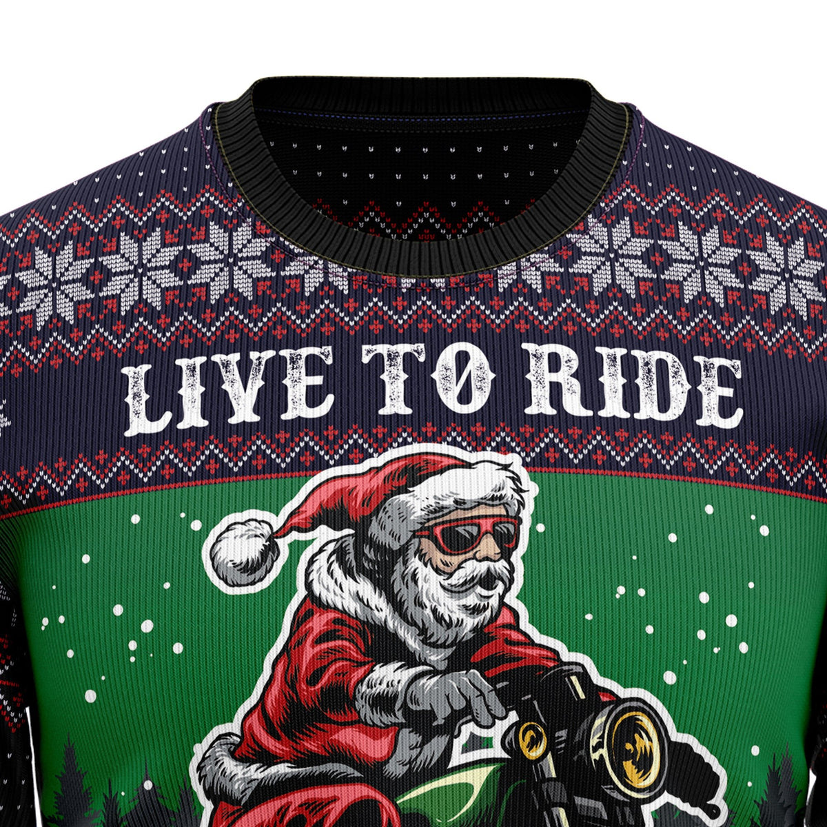 Santa live to ride 3D Christmas Sweater - Holiday Gift product image 2