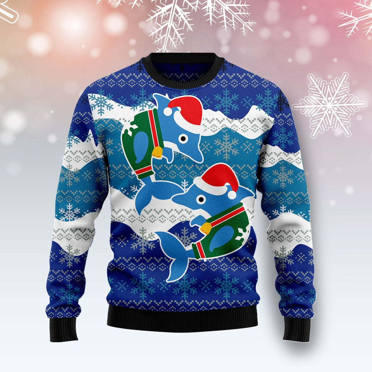Dolphin couple 3D Christmas Sweater - Holiday Gift product image