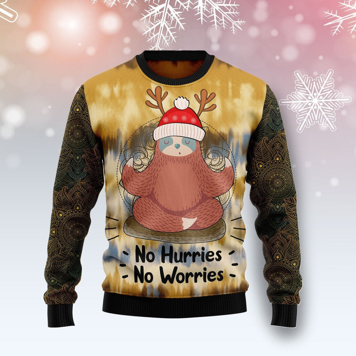 Sloth no hurries no worries 3D Christmas Sweater - Holiday Gift product image