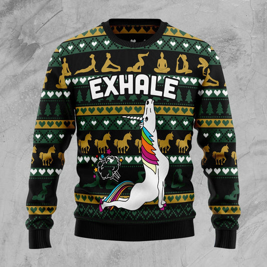 Yoga unicorn exhale 3D Christmas Sweater - Holiday Gift product image