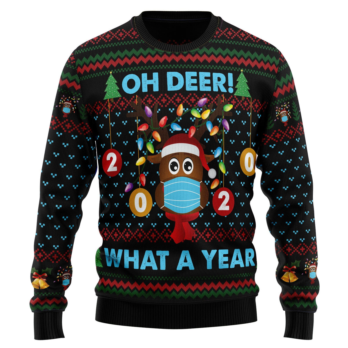 Oh deer what a year 3D Christmas Sweater - Holiday Gift product image