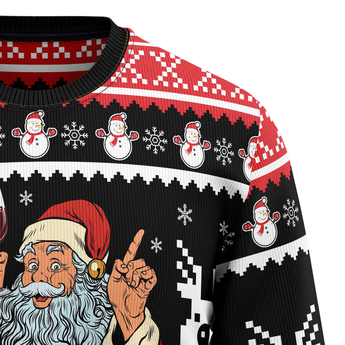 Santa red wine 3D Christmas Sweater - Holiday Gift product image 3