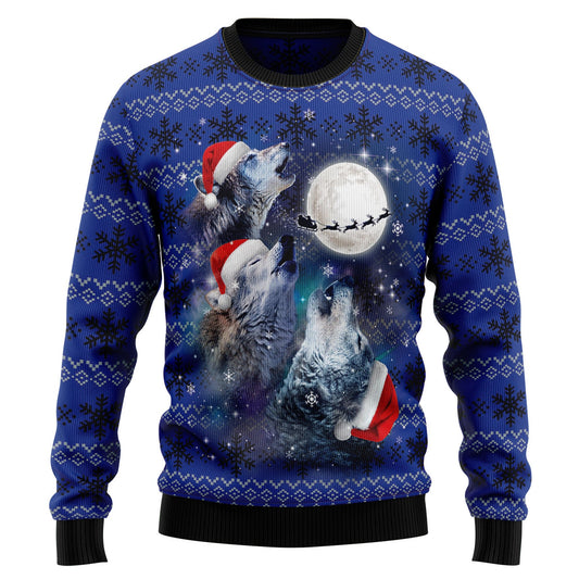 Wolf moon 3D Christmas Sweater - Holiday Gift product image