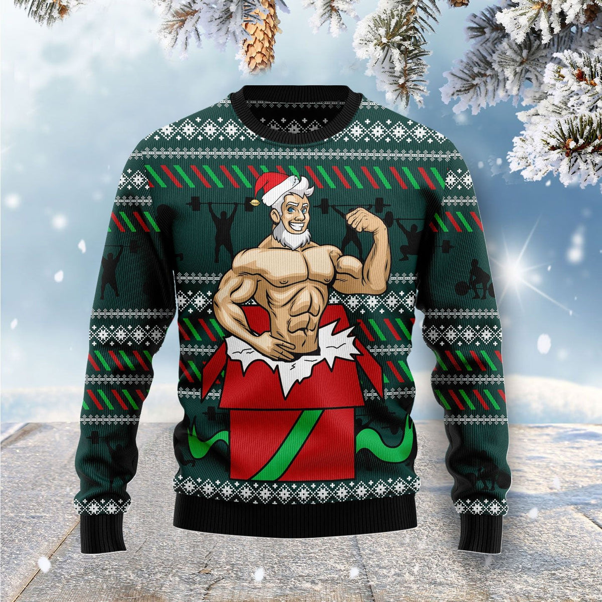 Santa gymnastic 3D Christmas Sweater - Holiday Gift product image