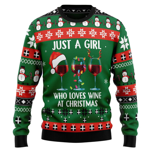 Wine Xmas just a girl who loves wine at 3D Christmas Sweater - Holiday Gift product image