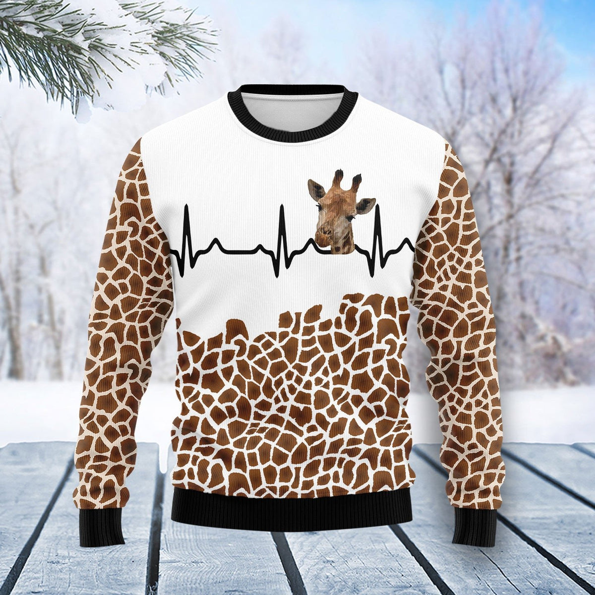 Giraffe heart 3D Christmas Sweater - Holiday Gift product image